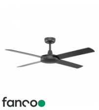 Fanco Eco Silent Deluxe 4 Blade 56" DC Ceiling Fan with DC Wall Control in Black